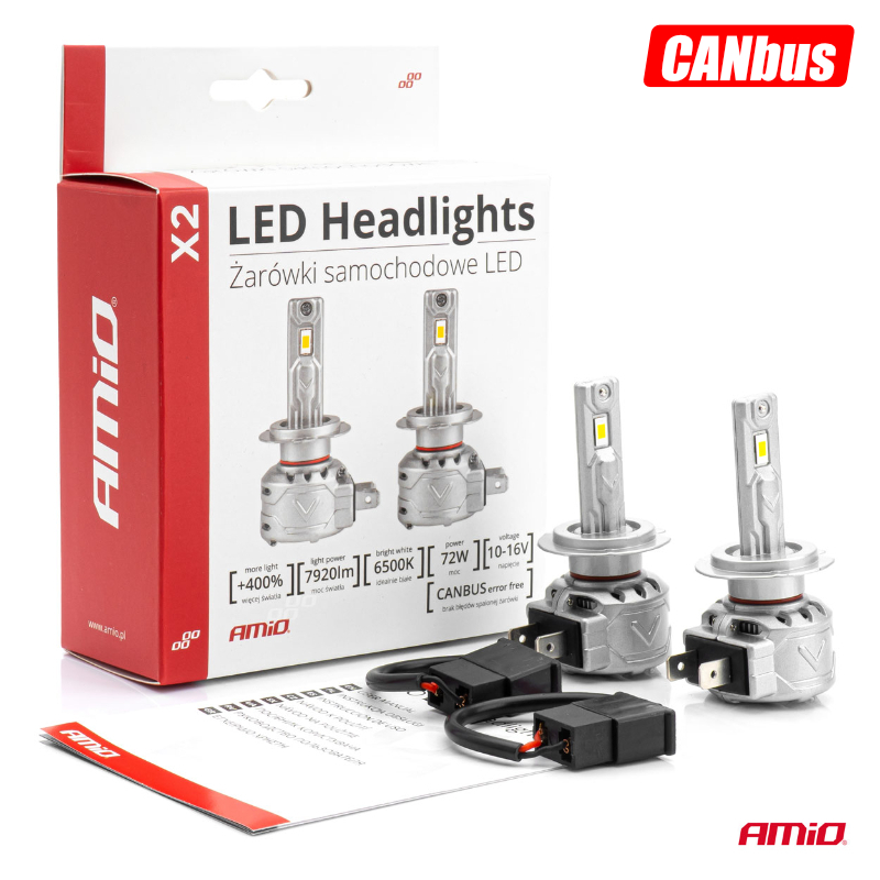 LLAMPA LED AMiO H7 X2-Series AM-02973 +400% 10-16V 72W 6500K CANBUS SET