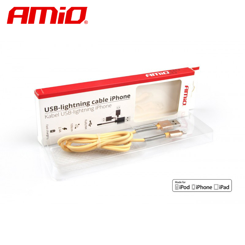  KABELL KARIKIMI USB Apple Lighting FullLink 2.4 A AMiO AM-01432 100 cm
