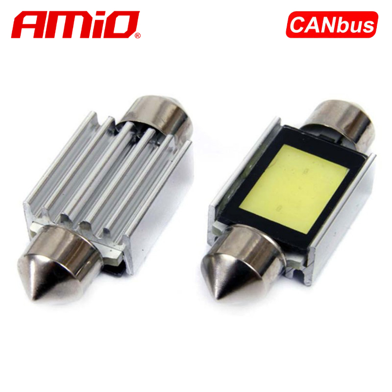 LLAMPA LED CANBUS AMiO AM-01639 COB3 C5W C10W 36mm 12V Te bardha