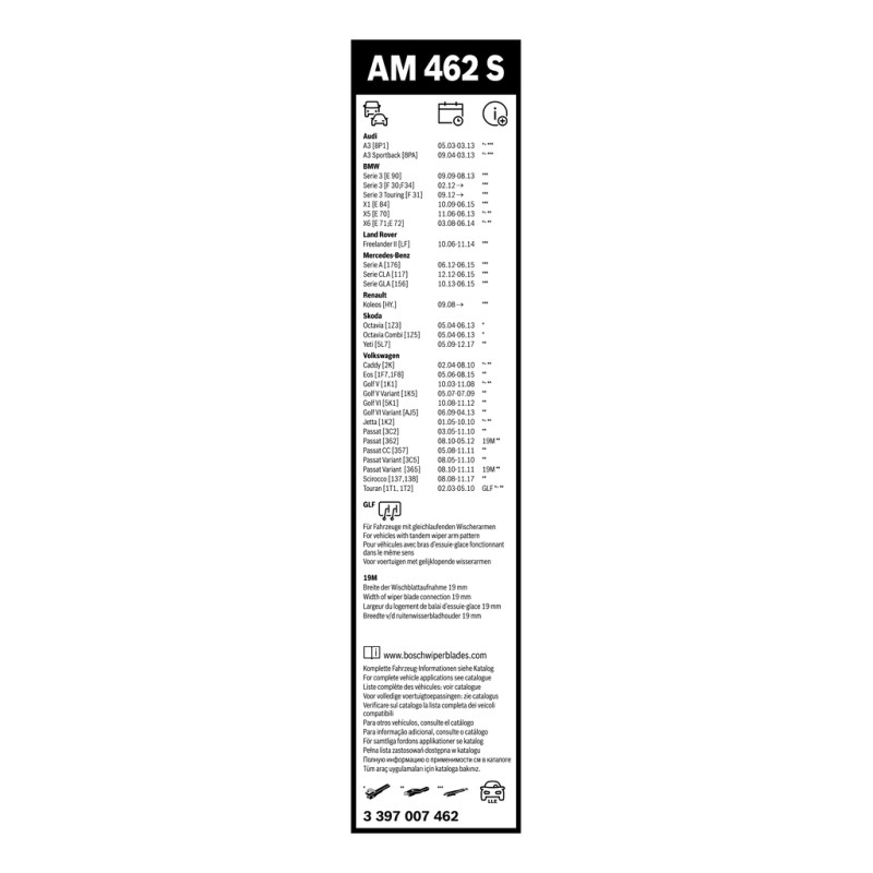 FSHIRESE XHAMI BOSCH AEROTWIN MULTI-CLIP AM-462-S (3 397 007 462) BMW 3 Touring Van (F31) 47.5+60cm SET